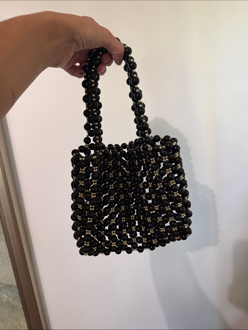 Vintage Black Beaded Handbag - Elegant Evening Tote